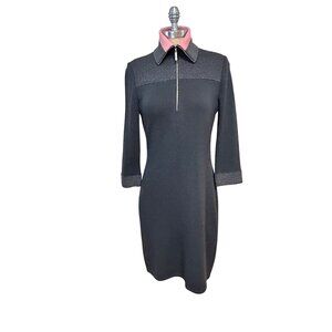 St. John Sport Santana Knit Collared Dress W/ Zipper Front Size 6